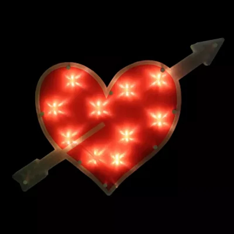 Northlight 18in Lighted Red Heart With Arrow Window Silhouette Decoration Valentines Day Yard Art