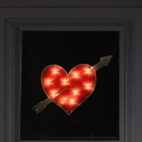 Northlight 18in Lighted Red Heart With Arrow Window Silhouette Decoration Valentines Day Yard Art