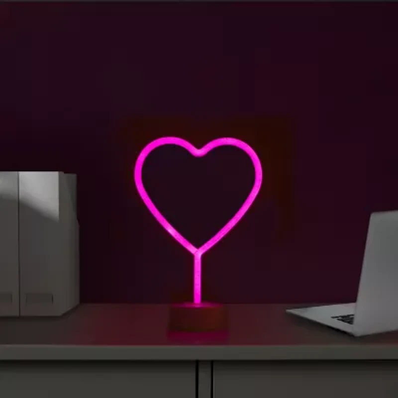 Northlight 11.5in Pink Heart Led Neon Style Lighted Valentines Day Tabletop Decor