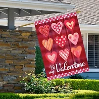 Northlight 28in X 40in Plaid And Heart Outdoor House Flag Valentines Day Yard Art
