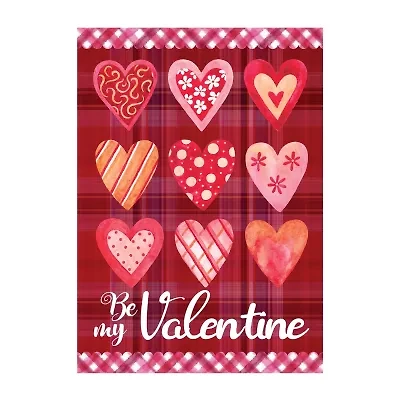 Northlight 28in X 40in Plaid And Heart Outdoor House Flag Valentines Day Yard Art