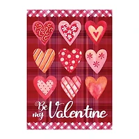 Northlight 28in X 40in Plaid And Heart Outdoor House Flag Valentines Day Yard Art