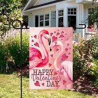 Northlight 12.5in X 18in Happy Flamingo Outdoor Garden Flag Valentines Day Yard Art