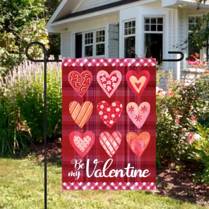 Northlight 12.5in X 18in Plaid And Heart Garden Flag Valentines Day Yard Art