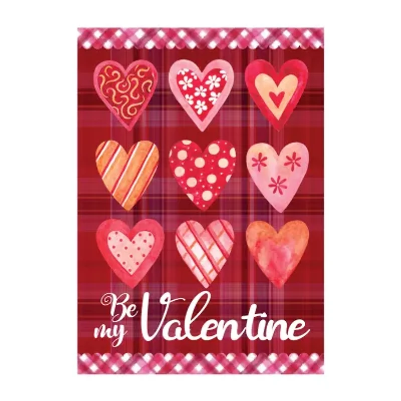 Northlight 12.5in X 18in Plaid And Heart Garden Flag Valentines Day Yard Art