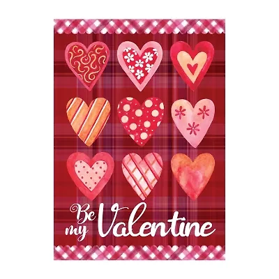 Northlight 12.5in X 18in Plaid And Heart Garden Flag Valentines Day Yard Art