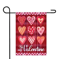 Northlight 12.5in X 18in Plaid And Heart Garden Flag Valentines Day Yard Art