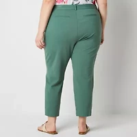 Liz Claiborne Adaptive Emma Ponte Womens Plus Easy-on + Easy-off Seated Wear Straight Mid Rise Ankle Pant