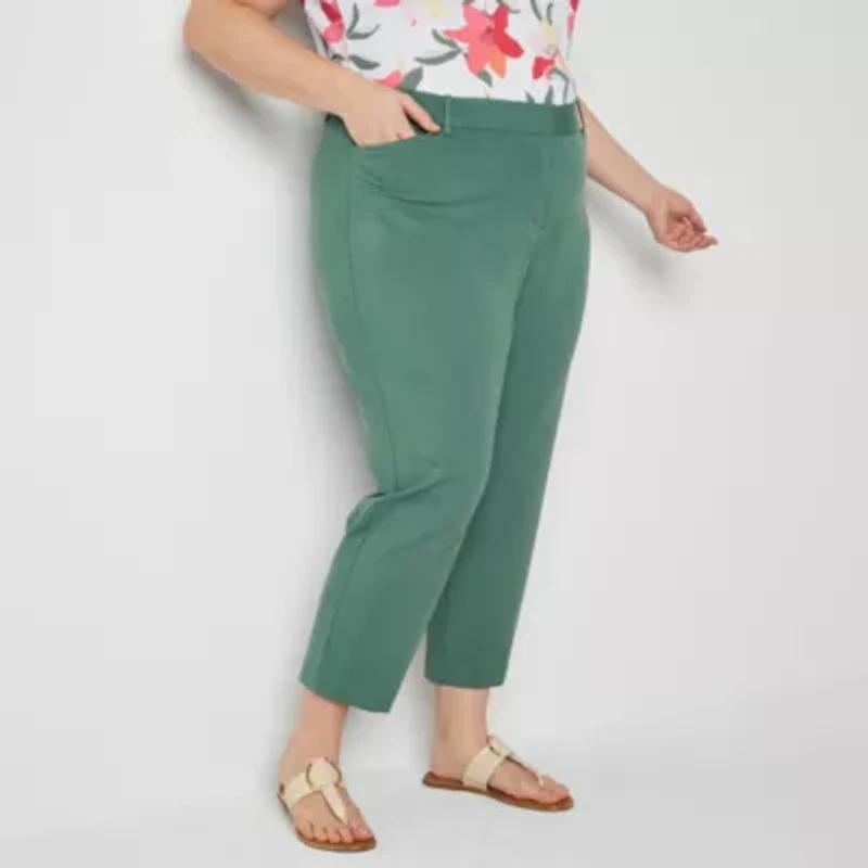 Liz Claiborne Adaptive Emma Ponte Womens Plus Easy-on + Easy-off Seated Wear Straight Mid Rise Ankle Pant