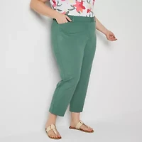 Liz Claiborne Adaptive Emma Ponte Womens Plus Easy-on + Easy-off Seated Wear Straight Mid Rise Ankle Pant