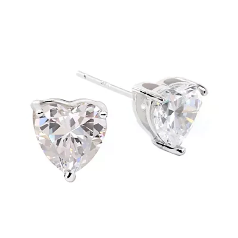 DiamonArt® Sterling Silver Heart Cubic Zirconia Stud Earrings