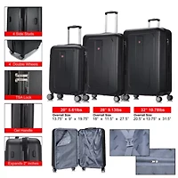 DUKAP Crypto Lightweight Hardside 3 piece set 20''/28''/32''