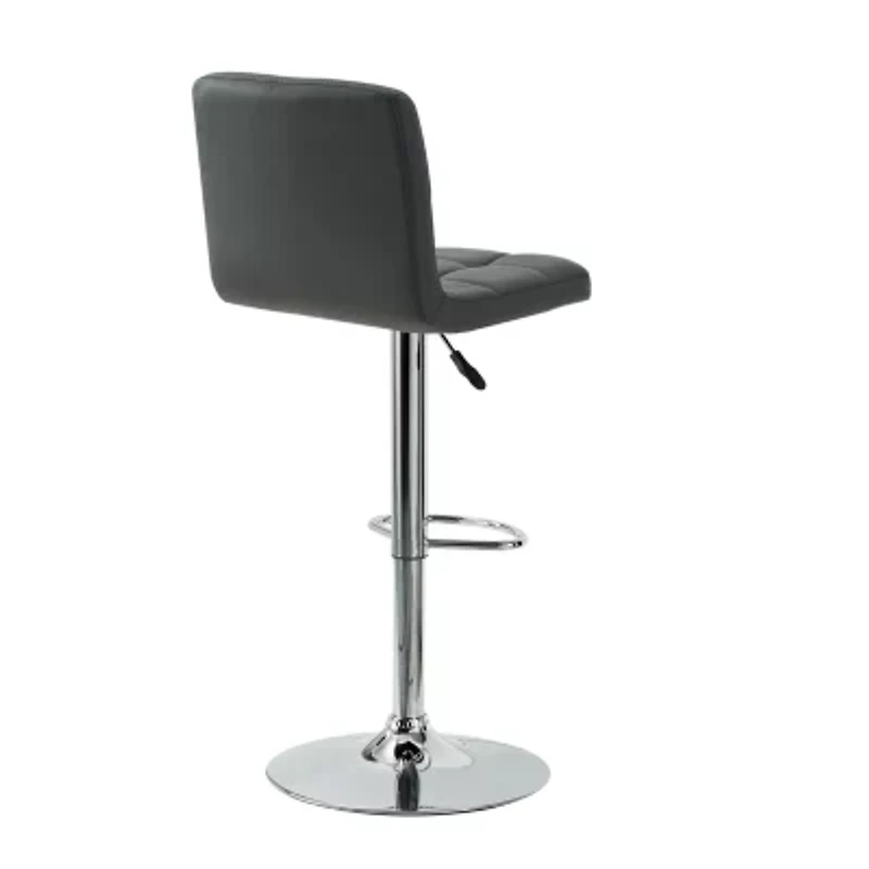 Clayton Faux-Leather Swivel Adjustable Height Barstool