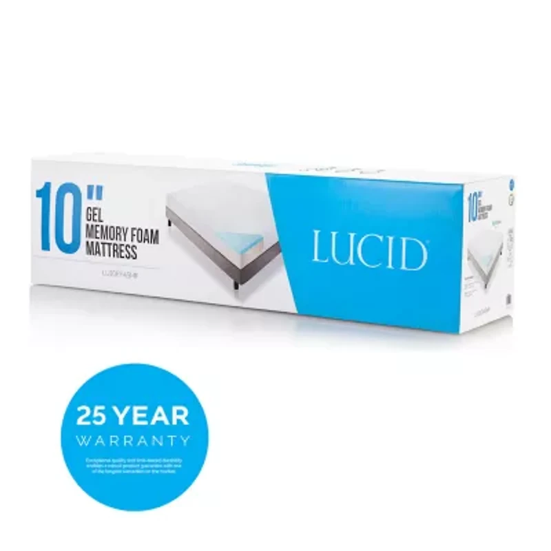 LUCID 10" Dual Layer Gel Memory Foam Mattress in a Box