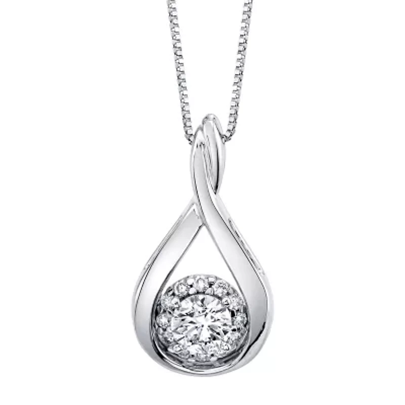 Teardrop Womens 1/2 CT. T.W. Genuine White Diamond 14K White Gold Pear 18 Inch Pendant Necklace