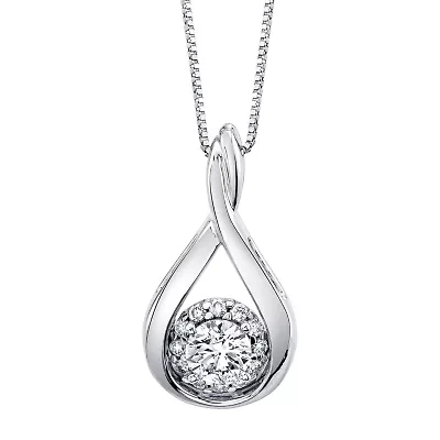 Teardrop Womens 1/2 CT. T.W. Genuine White Diamond 14K White Gold Pear 18 Inch Pendant Necklace