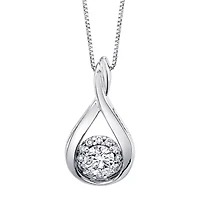 Teardrop Womens 1/2 CT. T.W. Genuine White Diamond 14K White Gold Pear 18 Inch Pendant Necklace