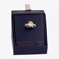 Sparkle Allure Womens Champagne Cubic Zirconia 14K Gold Over Brass Rectangular Engagement Ring