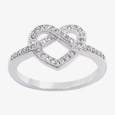 Sparkle Allure Womens 2.5MM Cubic Zirconia Pure Silver Over Brass Heart Band