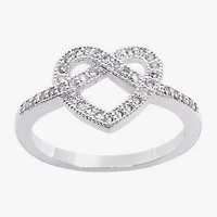 Sparkle Allure Womens 2.5MM Cubic Zirconia Pure Silver Over Brass Heart Band