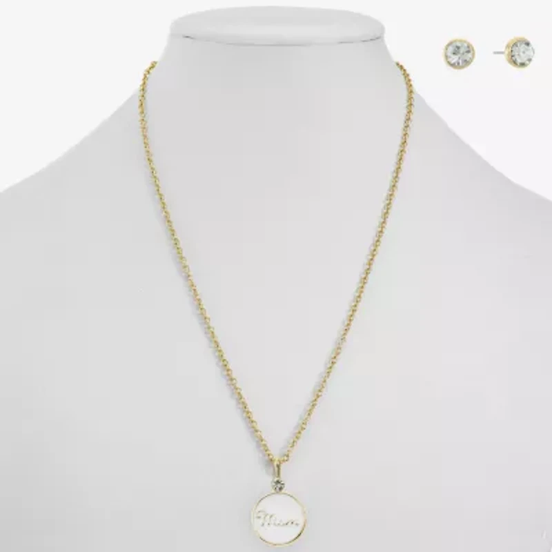 Liz Claiborne Mom Pendant Necklace And Stud Earring Womens 2-pc. Jewelry Set