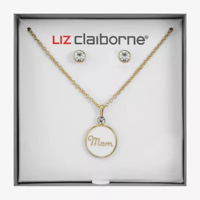 Liz Claiborne Mom Pendant Necklace And Stud Earring Womens 2-pc. Jewelry Set