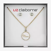 Liz Claiborne Mom Pendant Necklace And Stud Earring Womens 2-pc. Jewelry Set