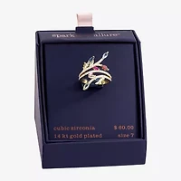 Sparkle Allure Womens Multi Color Crystal 14K Gold Over Brass Bypass  Cocktail Ring