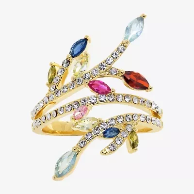Sparkle Allure Womens Multi Color Crystal 14K Gold Over Brass Bypass  Cocktail Ring
