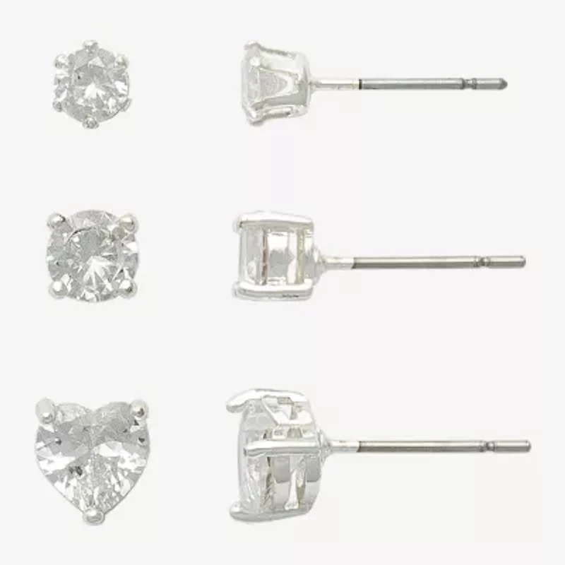 Mixit Womens Heart 3 Pair Earring Set