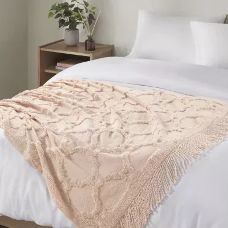 Madison Park Hannah Cotton Chenille Washable Lightweight Throw