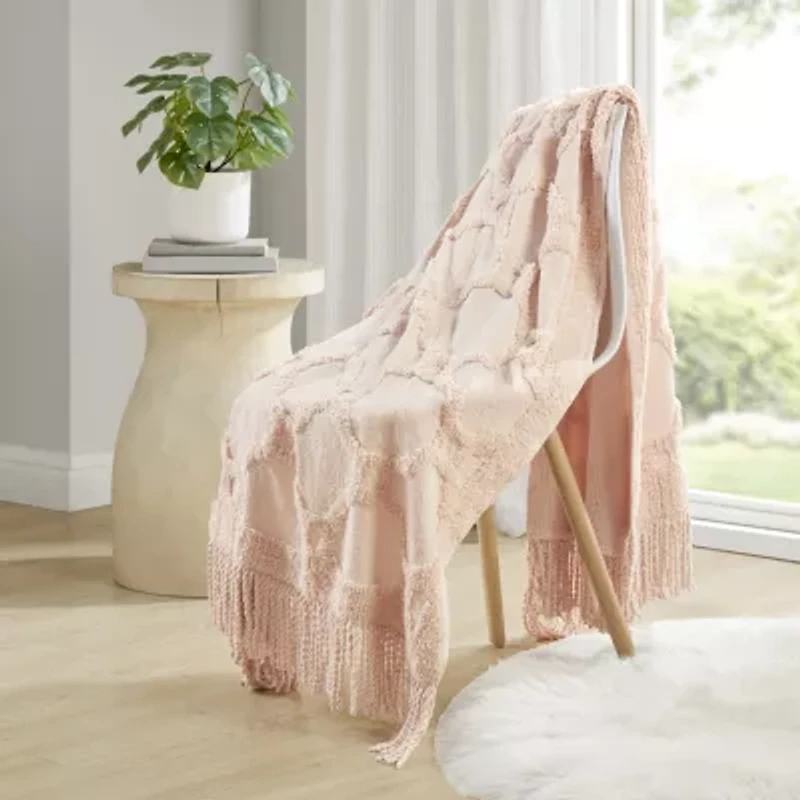 Madison Park Hannah Cotton Chenille Washable Lightweight Throw