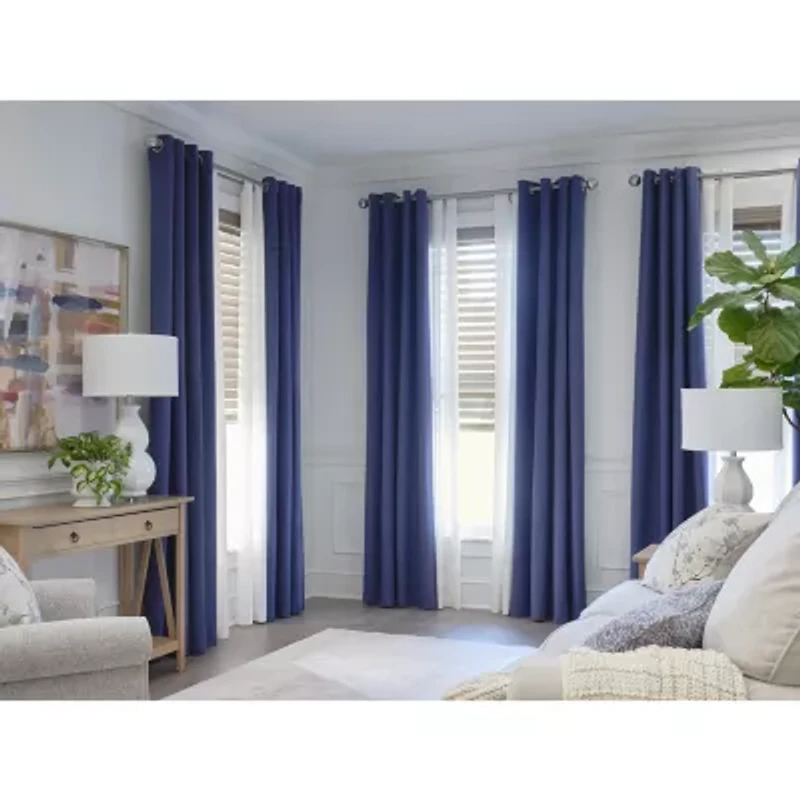 Fieldcrest Heritage Davina Solid Grommet Top Energy Saving 100% Blackout Single Curtain Panel