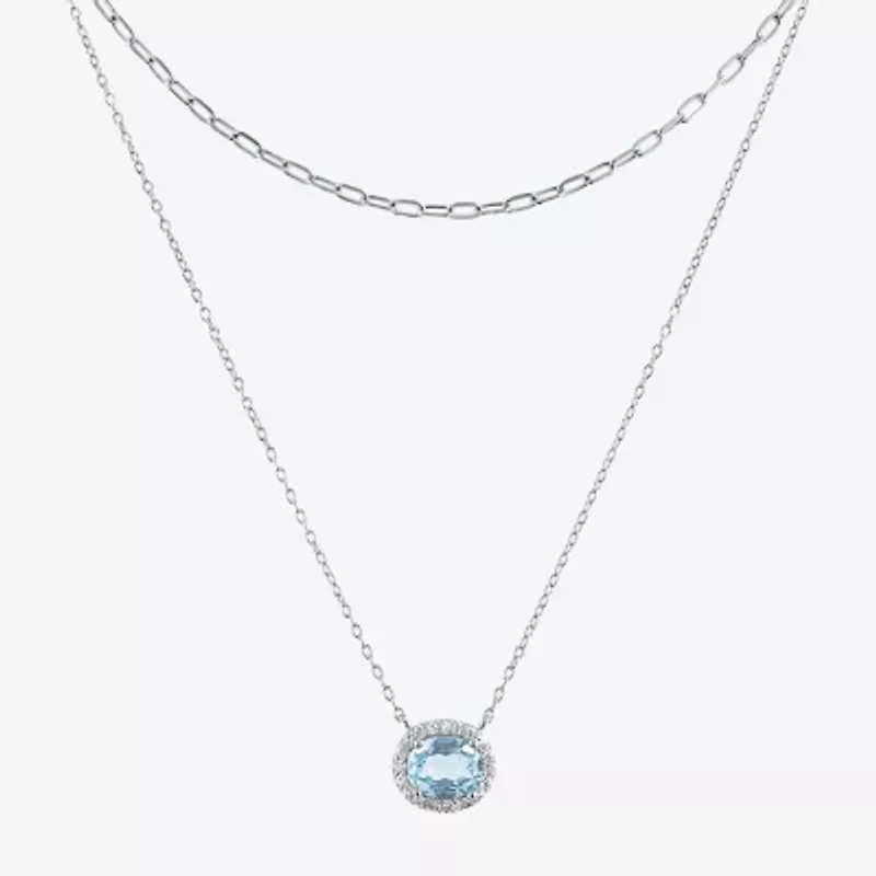 Womens 2-pc. Gemstone 14K Gold Over Silver Necklace Set