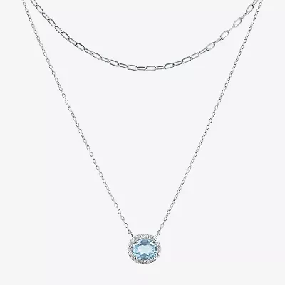 Womens 2-pc. Gemstone 14K Gold Over Silver Necklace Set
