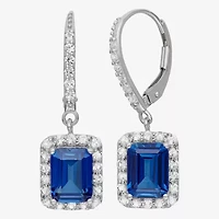 Lab-Created Blue Sapphire & White Sapphire Sterling Silver Earrings