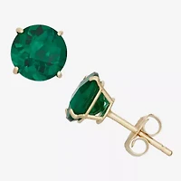 Lab Created Green Emerald 10K Gold 6mm Stud Earrings
