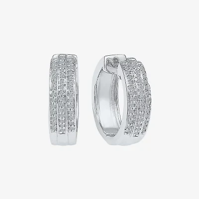 Womens 1/4 CT. T.W. Natural White Diamond 10K Gold 16mm Hoop Earrings