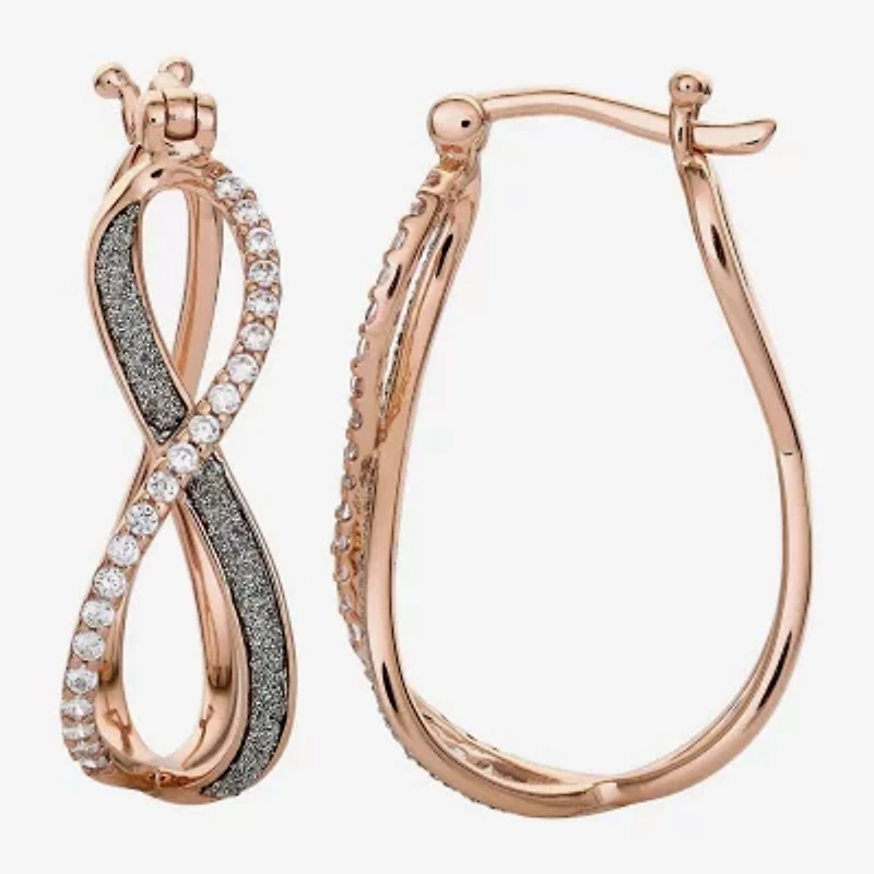 Womens Cubic Zirconia Sterling Silver 27.9mm Hoop Earrings