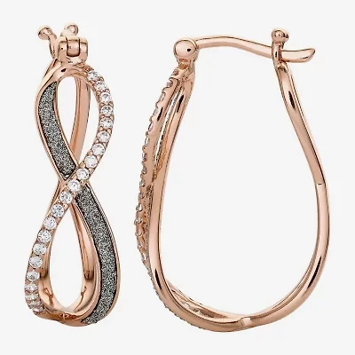 Womens Cubic Zirconia Sterling Silver 27.9mm Hoop Earrings