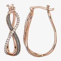 Womens Cubic Zirconia Sterling Silver 27.9mm Hoop Earrings