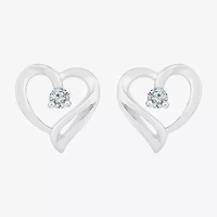 1/10 CT. T.W. Natural White Diamond Sterling Silver 9.3mm Heart Stud Earrings