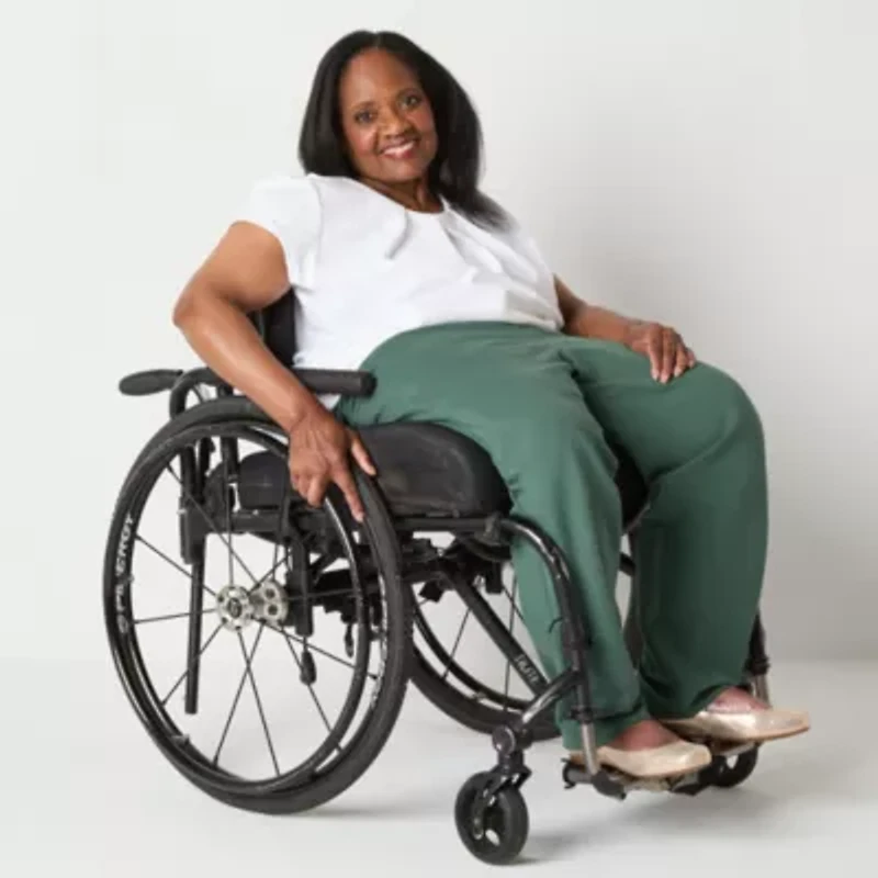 Liz Claiborne Adaptive Emma Ponte Womens Plus Easy-on + Easy-off Seated Wear Straight Mid Rise Ankle Pant