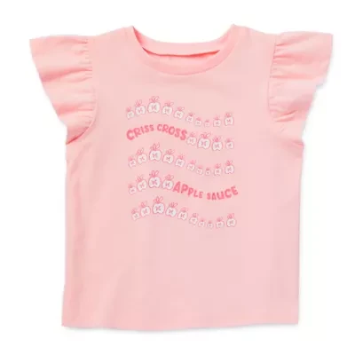 Okie Dokie Toddler & Little Girls Round Neck Short Sleeve Regular Fit Graphic T-Shirt