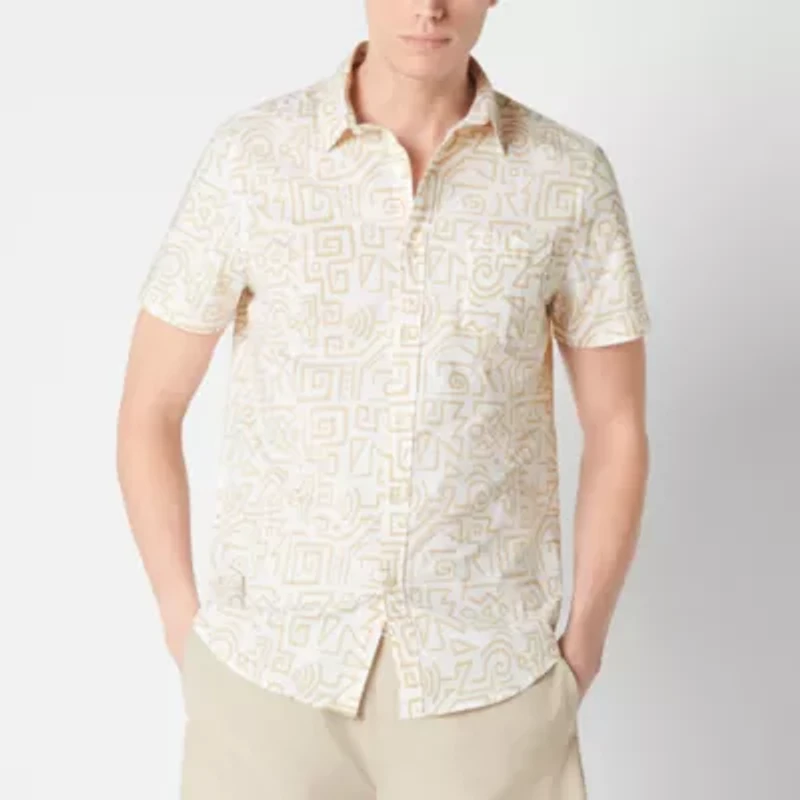 Arizona Mens Short Sleeve Regular Fit Button-Down Shirt