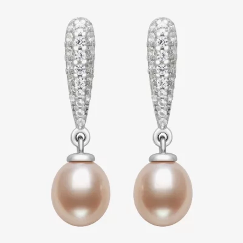 Limited Quantities! Womens Champagne Cultured Freshwater Pearl Sterling Silver Drop Earrings