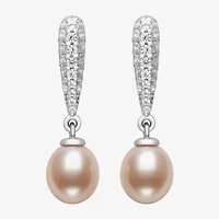 Limited Quantities! Womens Champagne Cultured Freshwater Pearl Sterling Silver Drop Earrings