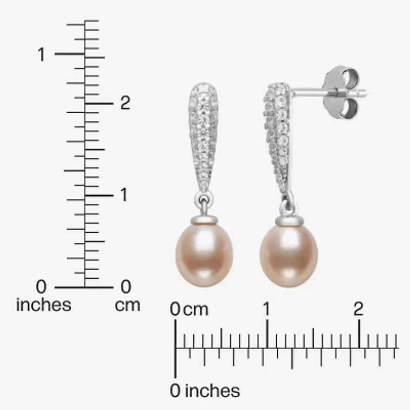 Limited Quantities! Womens Champagne Cultured Freshwater Pearl Sterling Silver Drop Earrings