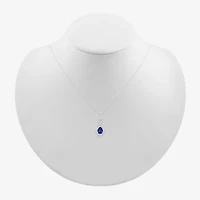 Womens Lab Created Blue Sapphire Sterling Silver Pear 18 Inch Pendant Necklace