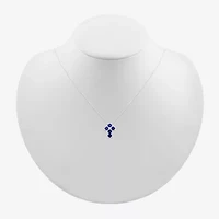 Womens Lab Created Blue Sapphire Sterling Silver Round 18 Inch Pendant Necklace